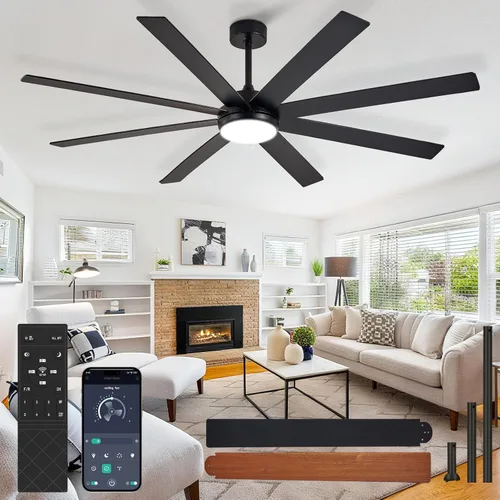 Miniatura 18 de Ventilador de Techo Grande con Luz: Ventilador Exterior de 100 Pulgadas - Ventilador de Techo Industrial con Control Remoto para Taller, Garaje