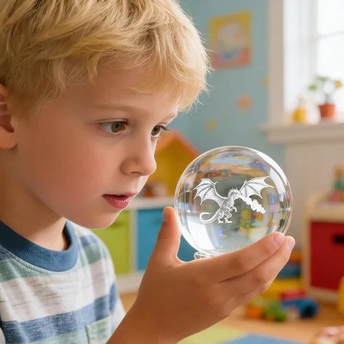 Miniatura 6 de ZEERSHEE Bola de cristal de dragón 3D de 2.4 pulgadas con soporte de dragón que respira fuego decoración regalos para niños y niñas