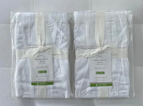 Miniatura 3 de Pottery Barn Hadley - Juego de dos fundas Euro fruncidas ~ Blanco NWT