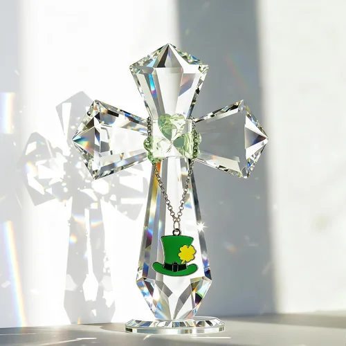H&D HYALINE & DORA Hecho a mano 5.5 pulgadas cristal cruz santa cruz coleccionable cruces irlandesas figurita para decoración de mesa del hogar