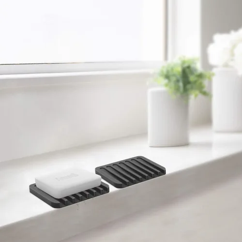 Miniatura 2 de Anwenk - Jabonera de silicona flexible para ducha, baño/cocina/encimera, mantiene las barras de jabón limpias en seco, fácil limpieza, color negro