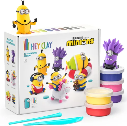HEY CLAY Minions - Arcilla de modelado de secado al aire colorida para niños - Kits de manualidades para niños de 4 a 8 años - Juguetes de Minions
