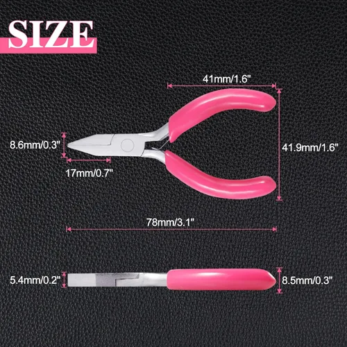 Miniatura 4 de SPEEDWOX - Mini alicates de punta rosa, alicates de pico de pato de 7,6 cm para hacer joyas, suministros de manualidades y pasatiempos de bricolaje