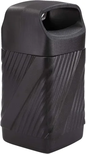 Safco Cubo de basura giratorio, 32 galones, para uso en interiores y exteriores, duradero y resistente a la intemperie, color negro