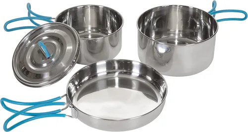Miniatura 13 de Stansport Juego de utensilios de cocina de acero inoxidable para acampar, kit de anidación duradero para mochileros, senderismo y cocina al aire