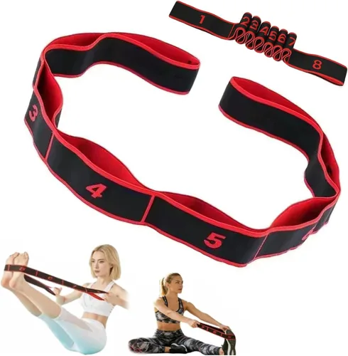 Miniatura 7 de Bandas de resistencia de fitness con asas, banda de resistencia para ejercicios de estiramiento y yoga, bandas ajustables para estiramiento de Rosa