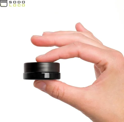 Miniatura 4 de Paquete de (90) tarros de vidrio negro de perfil bajo y grueso de 7 ml con tapas negras - Envases herméticos para aceite, bálsamo labial, cera