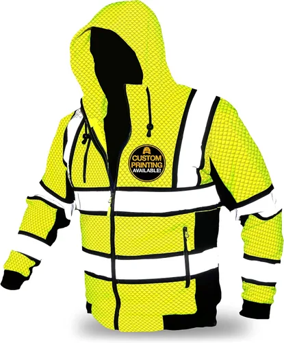 KwikSafety - Charlotte, NC - Sudadera de forro polar de seguridad para hombres | Chaqueta reflectante de alta visibilidad y PPE, ligera