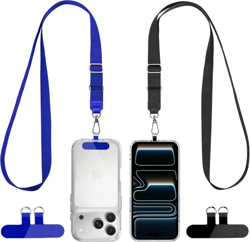 Miniatura 10 de CACOE Paquete de 2 cordones para teléfono, 2 correas ajustables para el cuello, 2 parches, cordones universales multifuncionales compatibles