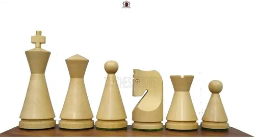 Miniatura 4 de Juego de ajedrez ruso ponderado, solo piezas de ajedrez minimalista en cono, juego de ajedrez de madera con peso, tamaño King de 4.1 pulgadas