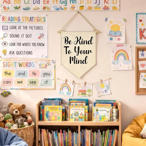 Miniatura 3 de Fomenta - Regalos de Decoración de Pared para Guardería, Aula, Sala de Juegos, Dormitorio, Puerta Principal, Bandera de Mentalidad de Crecimiento