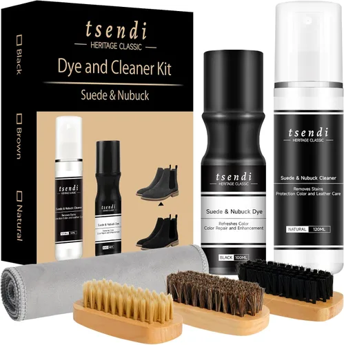 Nubuck Suede Dye Black – 2 in1 Cleaner Color Restorer with 3 Brushes, Applicator Renew Faded Shoes For Suede Care Kit
