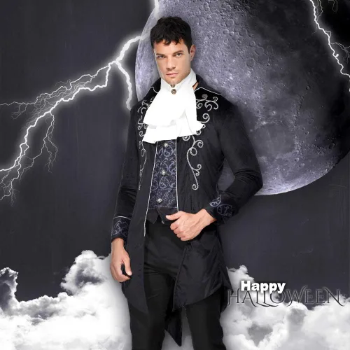 Miniatura 5 de Chaqueta gótica steampunk vintage para hombre, abrigo victoriano, uniforme de Halloween
