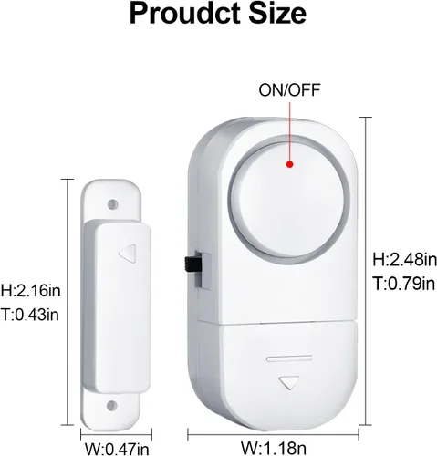 Miniatura 4 de Alarma de puerta y ventana, alarma de puerta de 95 dB para seguridad de los niños, sensor inalámbrico, alarma antirrobo de ventana, alarmas