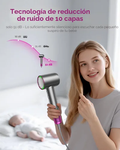 Miniatura 7 de SHRATE Secador de pelo iónico profesional de alta velocidad Secado ultrarrápido 500 millones de iones negativos Bajo ruido 160000 RPM