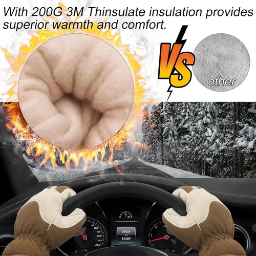 Miniatura 16 de HANDLANDY Guantes de trabajo aislados, guantes térmicos de invierno impermeables para hombres y mujeres