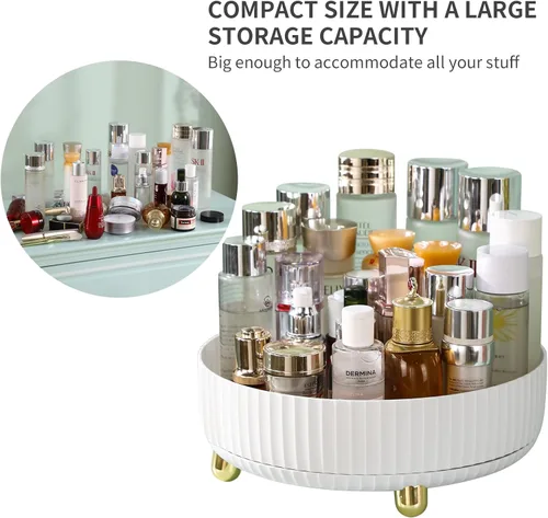 Miniatura 9 de funest Organizador de perfumes de maquillaje, rotación de 360 grados, Lazy Susan, estuche de almacenamiento de lociones para cosméticos, bandeja