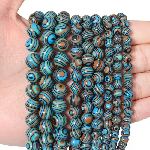 Miniatura 48 de 60 piezas de cuentas de piedra natural de 15⁄64 pulgadas (6 mm) con cuentas de apatita azul que es una piedra para sanación de la energía. Piedras