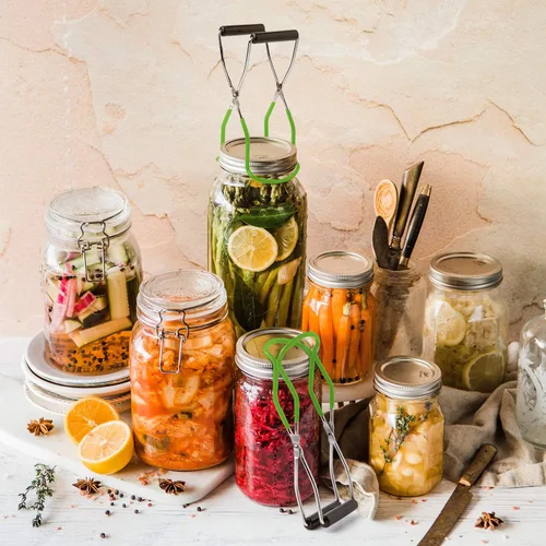 Miniatura 4 de Pinzas elevadoras de tarros de acero inoxidable con mango de agarre para cocina casera (verde)