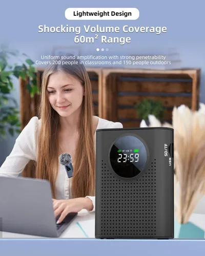 Miniatura 9 de S67 amplificador de voz recargable micrófono inalámbrico para profesores aula, mini solapa Lavalier micrófono clip magnético, altavoz Bluetooth
