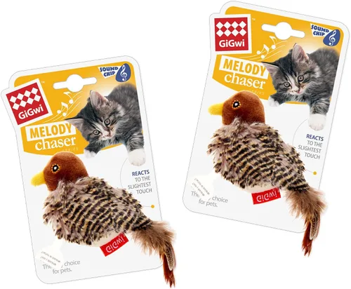 Miniatura 7 de Gigwi Juguetes interactivos para gatos con sonido de chirrido, pack de 2, juguetes para pájaros con chirridos estimulantes que hacen ruido, juguete