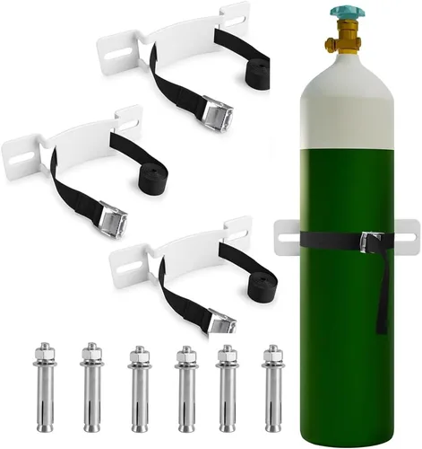 Miniatura 8 de Soporte para tanque de propano, soporte de cilindro de gas, soporte de pared para tanque de propano con tornillos y cinturón de seguridad (1)