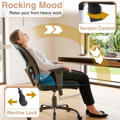 Miniatura 6 de Big and Tall Office Desk Chair Heavy Duty Ergonomic Mesh Desk Chair, Swivel Executive Computer Chairs for Home Office, Adjustable Lumbar Support &