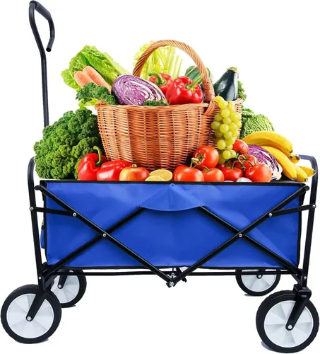 Anwick Carro plegable plegable, carrito de playa resistente con bolsillo lateral, carrito plegable de gran capacidad para deportes de jardín al aire