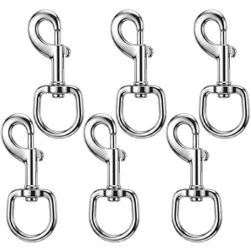 Miniatura 10 de Therwen 24 ganchos giratorios de acero inoxidable para correa de perro, llavero, correa de cámara, multiusos de 2.76 pulgadas (negro, 0.109 in)