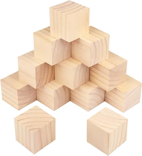 Miniatura 8 de 20 paquetes de bloques de madera para manualidades, bloques de madera de pino de 2.36 pulgadas, bloques de madera de 6 x 6 x 6 cm para pintar