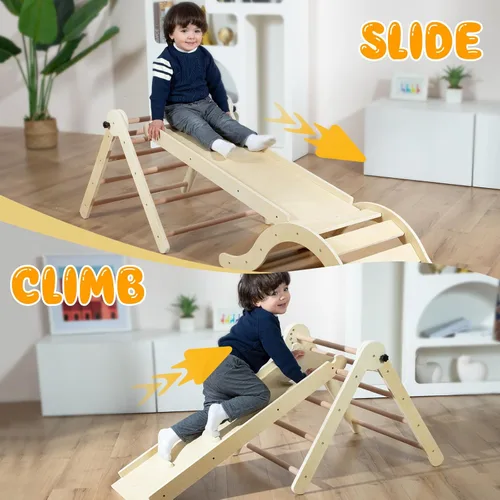 Miniatura 7 de bbgroundgrm Pikler - Juego de triángulos escalador 5 en 1, juguetes de escalada para niños pequeños plegables con rampa y arco para gimnasio