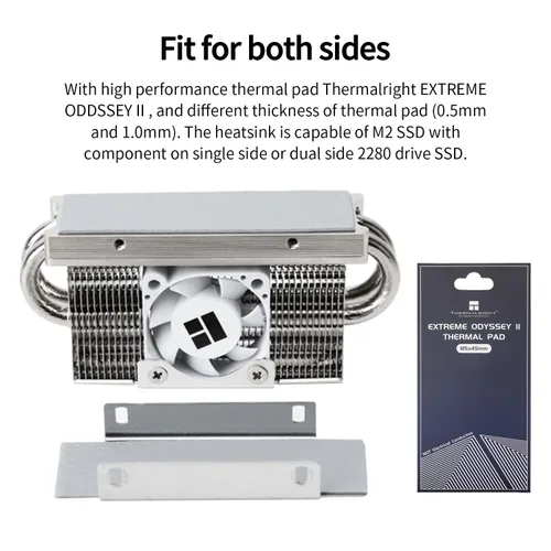 Miniatura 3 de Thermalright Enfriador SSD HR10 2280, refrigeración del disipador de calor SSD 2280, disipador de calor de doble cara, 2 tubos de calor de cobre
