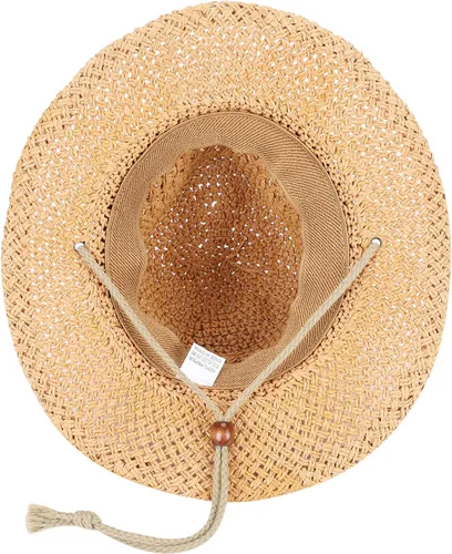Miniatura 7 de Sombrero de vaquero de paja sombrero de sol vaquera de verano Panamá con correa para la barbilla hombres mujeres sombrero viaje al aire libre