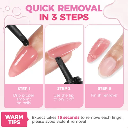 Miniatura 8 de UNA GELLA Removedor de pegamento para uñas postizas 15ml Stick mejorado y removedor 2 en 1 para puntas de uñas postizas de acrílico, removedor