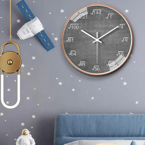 Miniatura 5 de QINFIEY Reloj de pared de matemáticas de 12 pulgadas, silencioso, sin tictac, movimiento de cuarzo de calidad, reloj de pared para decoración de Gris