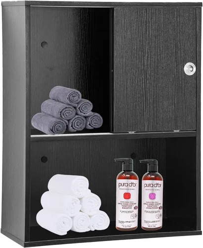 Miniatura 7 de BarberPub Estación de champú de peluquería montado en la pared Gabinete de almacenamiento Salón de belleza Equipo de spa para peluquería tienda Negro