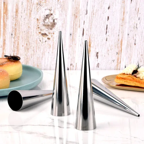 Miniatura 8 de Molde de cuerno de crema, cono de helado de acero inoxidable y molde de pastelería reutilizable en forma tubular para hornear, herramienta