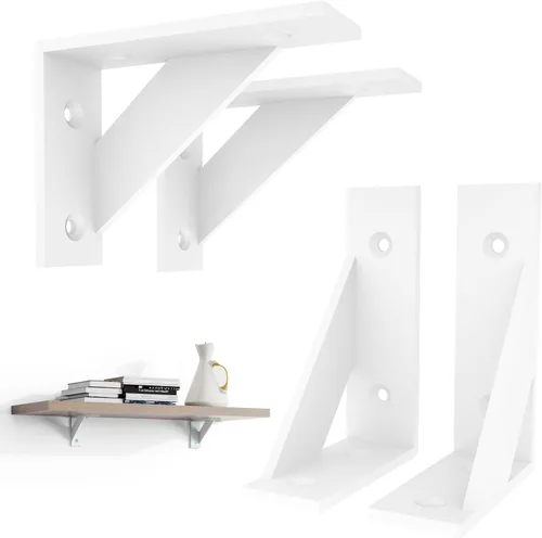 SOGAL Soporte de estante pequeño, con 4 formas de montaje, soporte de estante montado en la pared, soportes de estante blancos de 3 x 4 pulgadas,