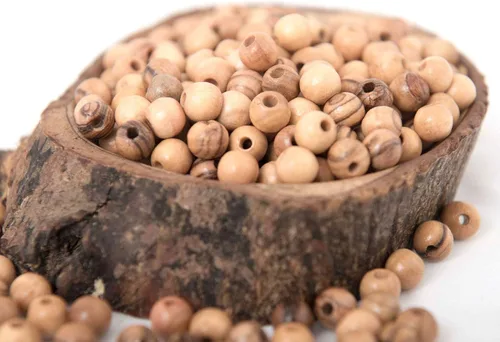 ZULUF Cuentas de madera de olivo de 0.315 in de Jerusalén – Cuentas de madera redondas naturales para la fabricación de joyas (60 unidades) a granel