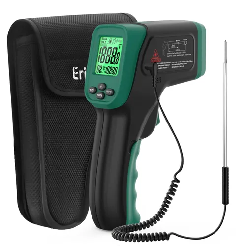 Miniatura 8 de ERICKHILL ROOKMAX Pistola Termómetro Infrarrojo, Láser Sin Contacto, Emisividad Ajustable, LCD a Color, de -50 °C a 800 °C (-58 °F a 1472 °F)