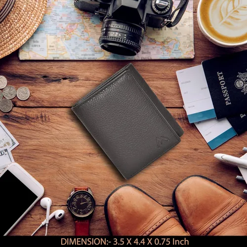 Miniatura 69 de Cartera de cuero RFID hecha a mano para hombres, elegante cartera de bolsillo frontal triple con 2 ranuras para identificación y 9 tarjetas, Negro