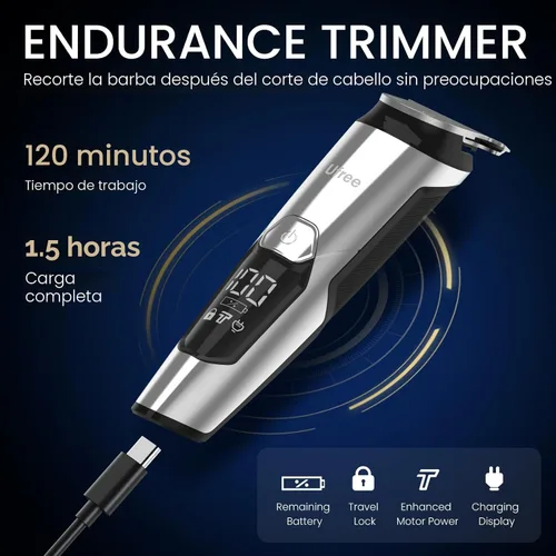 Miniatura 5 de Ufree Kit de recortadora de barba 3 en 1, maquinilla de afeitar eléctrica para bigote, cuerpo y nariz, pelo facial, recortadora de pelo profesional