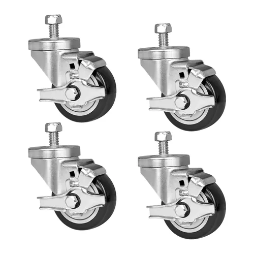 Miniatura 24 de Juego de 4 ruedas giratorias de 3 pulgadas, ruedas giratorias resistentes, ruedas de goma dura para muebles de camión de plataforma, carrito móvil