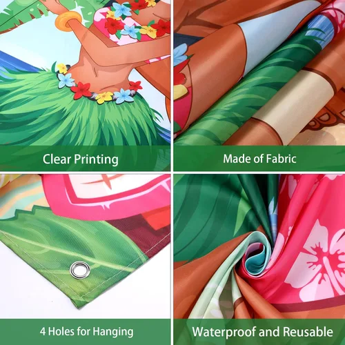 Miniatura 3 de Capoda Decoraciones de fiesta hawaiana Luau Pareja Photo Prop Hawaiian Photo Background Fondo Tropical Beach Prop Pareja Puerta Banner para Verano