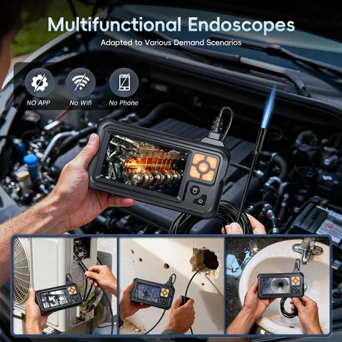 Miniatura 7 de SKYBASIC Cámara Endoscopio Industrial Boroscopio con Luz, 4.3'' HD Digital Portátil Impermeable Herramientas de Alcantarillado Cámara de Inspección