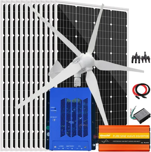 Miniatura 13 de Kit solar de viento de 640 W, kit de carga de batería de 12 V: generador de turbina eólica de 400 W + 2 paneles solares de 120 W + controlador +