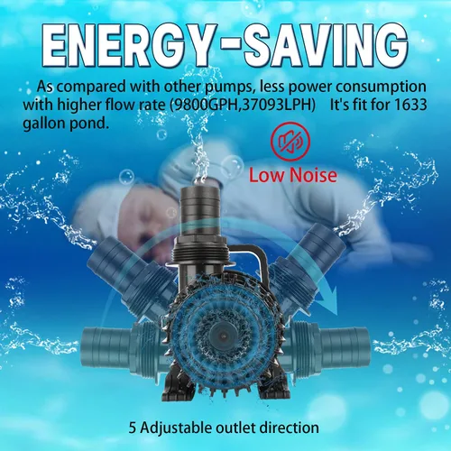 Miniatura 5 de WaterRebirth (4000GPH-230W, UL listado) Fuente grande Sumergible Agua Estanque Sumergible Bomba de Sumidero de Agua Acuario Bomba de Cascada