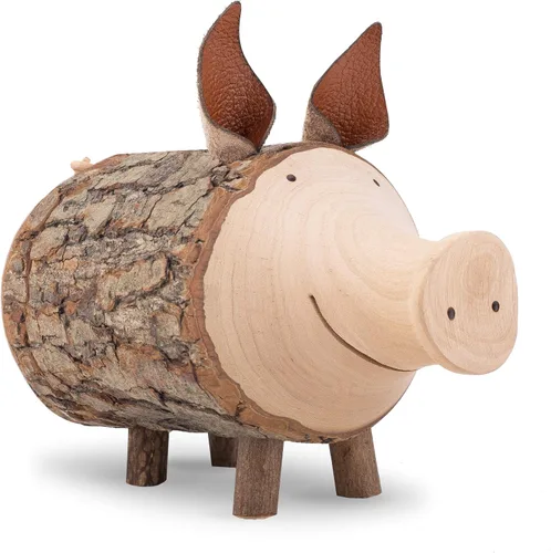 Miniatura 2 de Forest Decor Alcancías de madera – Adorable figura de cerdo para niñas y niños – Caja de dinero de ahorro de madera para adultos – Bonita decoración