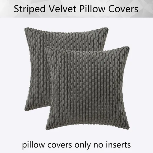 Miniatura 285 de K Kevin Textile - Juego de 2 fundas de almohada decorativas de corduroy suave azul con rayas estilo bohemio, fundas de almohada para sofá, cama