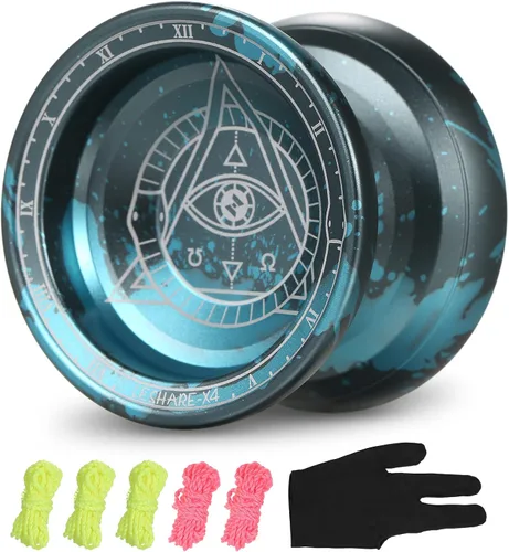 Miniatura 9 de Lixada Yoyo profesional de aluminio competitivo Yoyo Ball Yo Yo regalo con 5 cuerdas de repuesto y guante, ideal para principiantes y para trucos